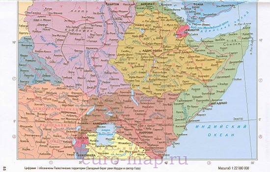 Карта Северо-Восточной Африки. Подробная политическая карта Африки и Ближнего Востока, A1 - 